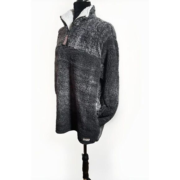 Royce Sherpa 1/4 Zip Pullover Soft Fleece Woman’s Size Large Grey Black - Picture 5 of 11